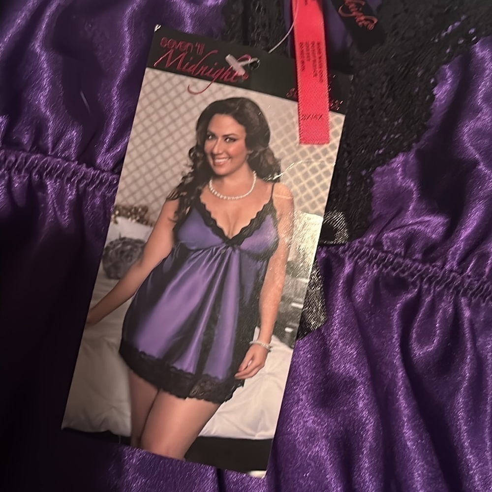 SEVEN 'TIL MIDNIGHT ENCHANTING BABYDOLL & THONG Set New with tags Plus Size - Picture 5 of 6